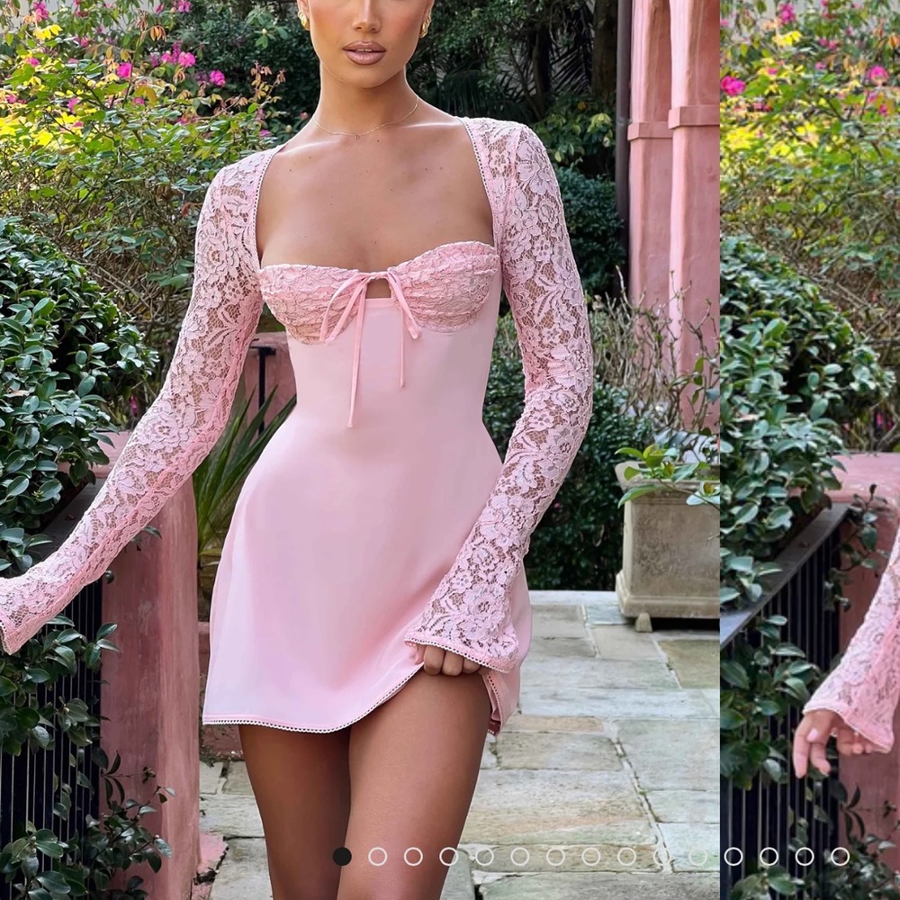 Elegant Pink Lace Mini Dress